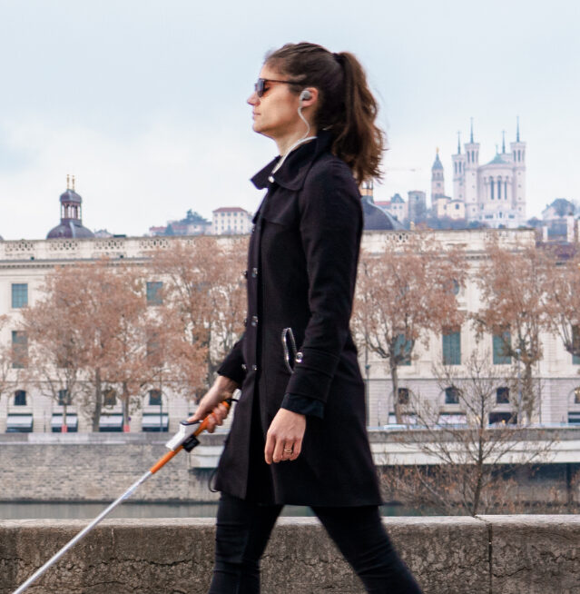 person with noor and rango walking in Lyon