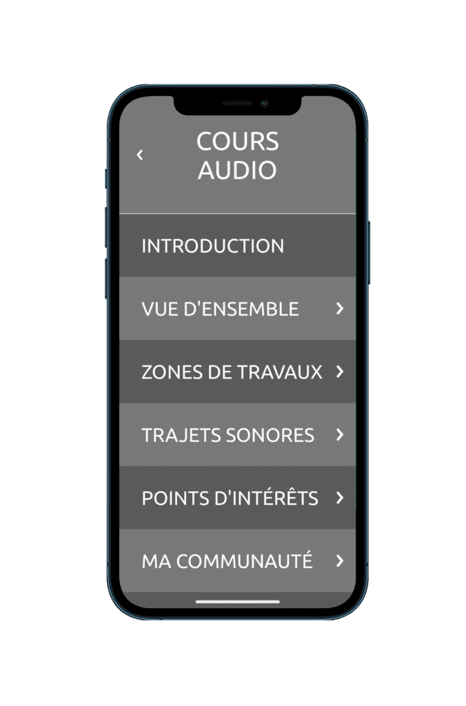 écran tutoriel audio application Wizigo